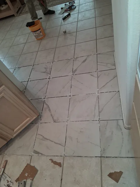 Flooring installation project photo showing LVP, tile or finished floor detail