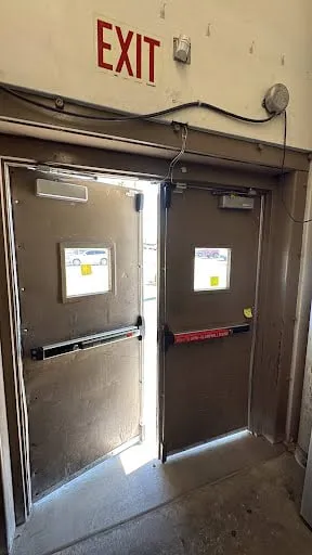 Commercial exit door hardware and maintenance repair photo